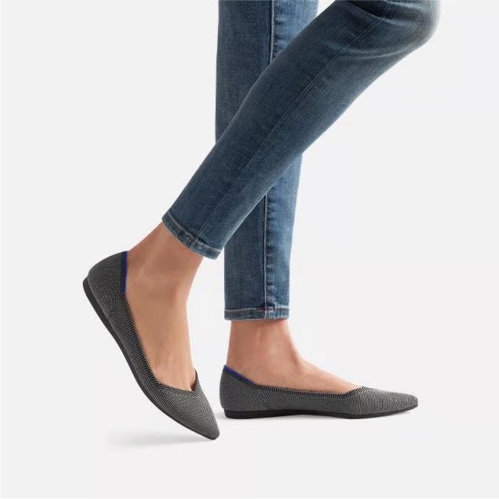Rothy's Gray and Blue Women's Point Tow Flats. Cloud Grey. 9.5. EUC